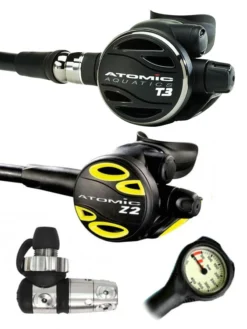 Atomic Aquatics T3 Regulator Set (DIN Or Yoke) & Free Termo Gauge -Dive Roam Atomic Aquatics T3 Z2 DIN Regulator Set