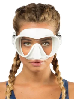 Cressi F1 Mask -Dive Roam Cressi F1 Mask White on face