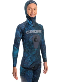 Cressi Tokugawa 3.5mm 2-Piece Open Cell Wetsuit Womens -Dive Roam Cressi Tokugawa Pro 3.5mm 2 Piece Wetsuit Womens Front with Hood