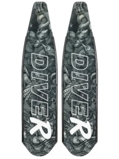 DiveR Freediving Fin Blades - Reef Life Black And White