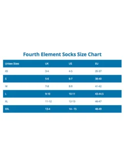 Fourth Element Hotfoot Short Drysuit Socks -Dive Roam Fourth Element Hotfoot Drysuit Short Socks Size Chart