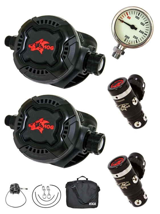 HOG D3 / Zenith Black Backmount Tech Diver Regulator Set 1 HOG D3 / Zenith Black Backmount Tech Diver Regulator Set