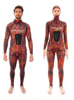 Huntmaster Hooded Spearfishing Rashguard 2-Piece Camo Suit Unisex -Dive Roam Huntmaster Hooded Spearfishing Rashguard 2 Piece Suit with Chest Pad Camo Unisex Red