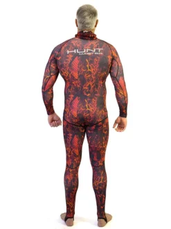 Huntmaster Hooded Spearfishing Rashguard 2-Piece Camo Suit Unisex -Dive Roam Huntmaster Hooded Spearfishing Rashguard 2 Piece Suit with Chest Pad Camo Unisex Red Back