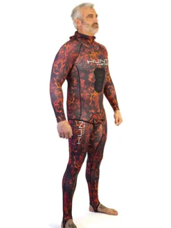 Huntmaster Hooded Spearfishing Rashguard 2-Piece Camo Suit Unisex -Dive Roam Huntmaster Hooded Spearfishing Rashguard 2 Piece Suit with Chest Pad Camo Unisex Red Side