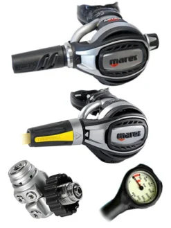 Mares Regulator Set: Abyss Adj 62X (DIN Or Yoke) W/ Octopus & Free Termo Gauge 13 Mares Regulator Set: Abyss Adj 62X (DIN Or Yoke) W/ Octopus & Free Termo Gauge -Dive Roam Mares Abyss Adj 62X DIN Fusion Octopus Regulator Set