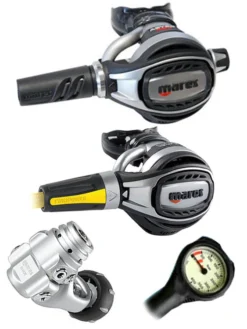 Mares Regulator Set: Abyss Adj 62X (DIN Or Yoke) W/ Octopus & Free Termo Gauge 17 Mares Regulator Set: Abyss Adj 62X (DIN Or Yoke) W/ Octopus & Free Termo Gauge -Dive Roam Mares Abyss Adj 62X Yoke Fusion Octopus Regulator Set