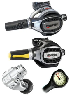 Mares Regulator Set: Abyss Adj 62X (DIN Or Yoke) W/ Octopus & Free Termo Gauge 18 Mares Regulator Set: Abyss Adj 62X (DIN Or Yoke) W/ Octopus & Free Termo Gauge -Dive Roam Mares Abyss Adj 62X Yoke Ultra Adj Octopus Regulator Set