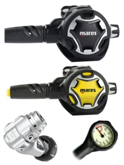 Mares Regulator Set: Dual Adj 62X (DIN Or Yoke) W/ Octopus & Free Termo Gauge 6 Mares Regulator Set: Dual Adj 62X (DIN Or Yoke) W/ Octopus & Free Termo Gauge -Dive Roam Mares Dual Adj 62X Yoke Dual Adj Octopus Regulator Set