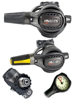 Mares Regulator Set: Epic Adj 82X PVD (DIN Or Yoke) W/ Octopus & Free Termo Gauge -Dive Roam Mares Epic Adj 82x PVD DIN Epic Octopus Regulator Set