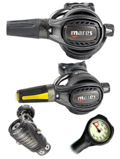 Mares Regulator Set: Epic Adj 82X PVD (DIN Or Yoke) W/ Octopus & Free Termo Gauge -Dive Roam Mares Epic Adj 82x PVD Yoke Epic Octopus Regulator Set