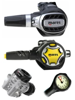 Mares Regulator Set: Ultra 72X (DIN Or Yoke) W/ Octopus & Free Termo Gauge 10 Mares Regulator Set: Ultra 72X (DIN Or Yoke) W/ Octopus & Free Termo Gauge -Dive Roam Mares Ultra 72X Yoke Dual Adj Octopus Regulator Set