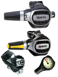 Mares Regulator Set: Ultra Adj 82X (DIN Or Yoke) W/ Octopus & Free Termo Gauge -Dive Roam Mares Ultra Adj 82x DIN Ultra Octopus Regulator Set