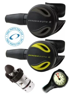 Oceanic Regulator Set: Alpha 8 / SP5 (DIN Or Yoke) / Alpha 8 Octopus & Termo Gauge
