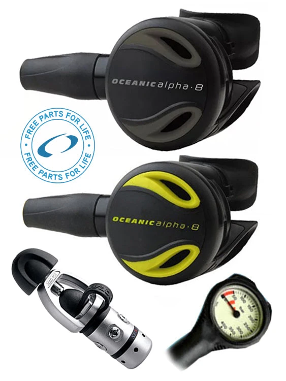 Oceanic Regulator Set: Alpha 8 / SP5 (DIN Or Yoke) / Alpha 8 Octopus & Termo Gauge 2 Oceanic Regulator Set: Alpha 8 / SP5 (DIN Or Yoke) / Alpha 8 Octopus & Termo Gauge - Image 2