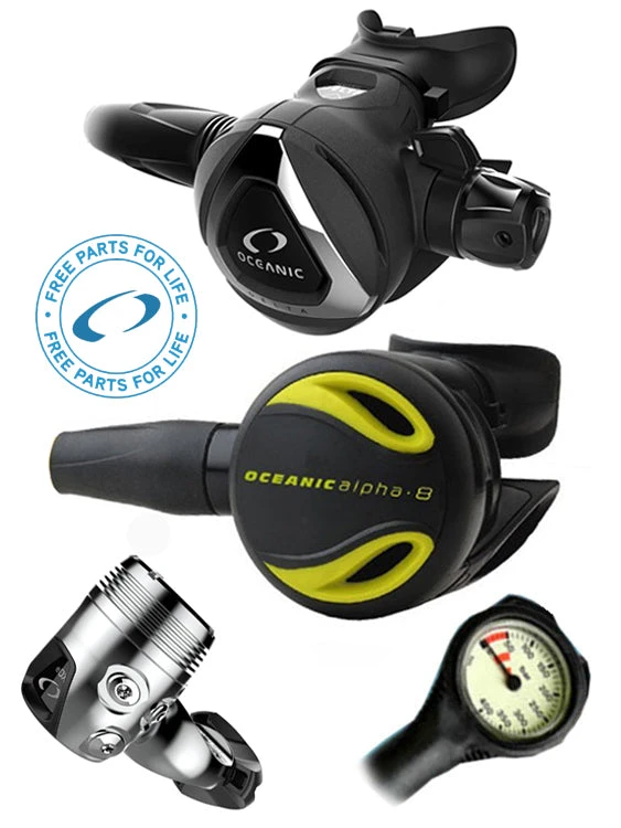 Oceanic Regulator Set: Delta 5 / EDX (DIN Or Yoke) / Alpha 8 Octopus & Free Termo Gauge 2 Oceanic Regulator Set: Delta 5 / EDX (DIN Or Yoke) / Alpha 8 Octopus & Free Termo Gauge - Image 2