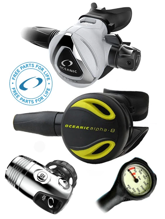 Oceanic Regulator Set: Delta 5 / EDX (DIN Or Yoke) / Alpha 8 Octopus & Free Termo Gauge 3 Oceanic Regulator Set: Delta 5 / EDX (DIN Or Yoke) / Alpha 8 Octopus & Free Termo Gauge - Image 3