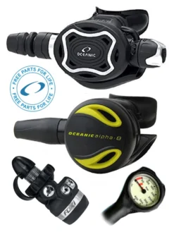 Oceanic Regulator Set: Zeo / FDXi (DIN Or Yoke) / Octopus & Free Termo Gauge
