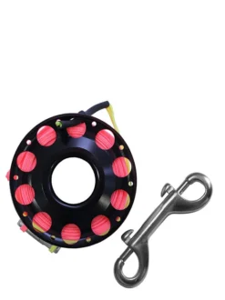 Reefline 25m Aluminium Spool With Swivel -Dive Roam Reefline 25m Aluminium Spool with Swivel Bolt Snap Black