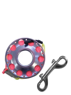 Reefline 25m Aluminium Spool With Swivel -Dive Roam Reefline 25m Aluminium Spool with Swivel Bolt Snap Grey