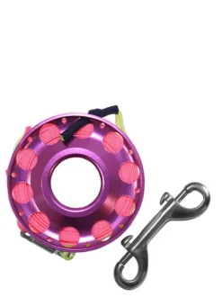 Reefline 25m Aluminium Spool With Swivel -Dive Roam Reefline 25m Aluminium Spool with Swivel Bolt Snap Pink