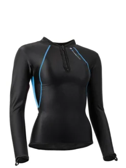 Sharkskin Chillproof Long Sleeve Chest Zip - Womens 13 Sharkskin Chillproof Long Sleeve Chest Zip - Womens -Dive Roam Sharkskin Chillproof Long Sleeve Chest Zip Womens Black Blue