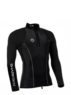 Dive Roam -Dive Roam Sharkskin Performance Wear Long Sleeve Top Chest Zip Mens Black