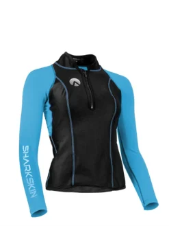 Sharkskin Performance Wear Long Sleeve - Womens 9 Sharkskin Performance Wear Long Sleeve - Womens -Dive Roam Sharkskin Performance Wear Long Sleeve Top Chest Zip Womens Blue