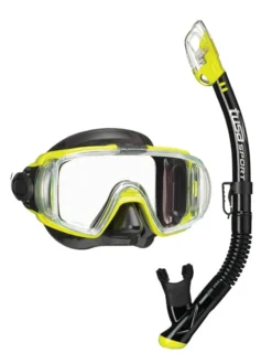 TUSA Sport Visio Tri Ex Snorkeling Set 5 TUSA Sport Visio Tri Ex Snorkeling Set -Dive Roam TUSA Visio Tri Ex Adult Snorkeling Set Black Yellow